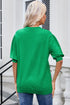 Floral Pattern Short Sleeve Crew Neck Knit Sweater