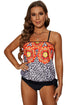 Floral Pattern Strapless Tankini Set