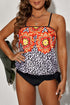 Floral Pattern Strapless Tankini Set
