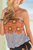 Floral Pattern Strapless Tankini Set