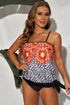 Floral Pattern Strapless Tankini Set