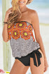 Floral Pattern Strapless Tankini Set