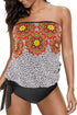 Floral Pattern Strapless Tankini Set