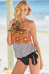Floral Pattern Strapless Tankini Set