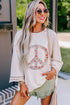 Floral Peace Sign Graphic Drop Shoulder Wide Sleeve Top