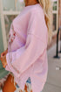 Floral Peace Sign Graphic Drop Shoulder Wide Sleeve Top
