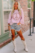 Floral Peace Sign Graphic Drop Shoulder Wide Sleeve Top
