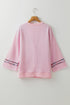Floral Peace Sign Graphic Drop Shoulder Wide Sleeve Top