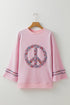 Floral Peace Sign Graphic Drop Shoulder Wide Sleeve Top