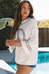 Floral Peace Sign Graphic Drop Shoulder Wide Sleeve Top