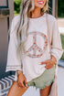 Floral Peace Sign Graphic Drop Shoulder Wide Sleeve Top
