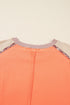 Floral Plaid Patched Waffle Knit Plus Size Long Sleeve Top