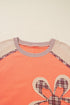 Floral Plaid Patched Waffle Knit Plus Size Long Sleeve Top