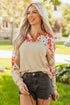 Floral Plaid Patchwork Mixed Print Long Sleeve Top