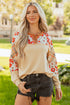 Floral Plaid Patchwork Mixed Print Long Sleeve Top