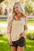 Floral Plaid Patchwork Mixed Print Long Sleeve Top