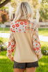 Floral Plaid Patchwork Mixed Print Long Sleeve Top