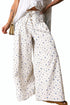 Floral Pleated High Waist Drawstring Wide Leg Denim Jeans