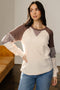 Floral Print Accent Waffle Knit Raglan Top