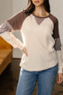 Floral Print Accent Waffle Knit Raglan Top