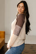 Floral Print Accent Waffle Knit Raglan Top