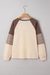 Floral Print Accent Waffle Knit Raglan Top