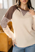 Floral Print Accent Waffle Knit Raglan Top