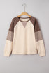 Floral Print Accent Waffle Knit Raglan Top