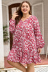 Floral Print Balloon Sleeve V Neck Relaxed Mini Dress