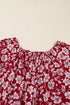 Floral Print Balloon Sleeve V Neck Relaxed Mini Dress