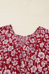 Floral Print Balloon Sleeve V Neck Relaxed Mini Dress