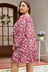 Floral Print Balloon Sleeve V Neck Relaxed Mini Dress