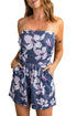 Floral Print Bandeau Romper With Pockets