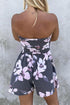 Floral Print Bandeau Romper With Pockets