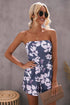 Floral Print Bandeau Romper With Pockets