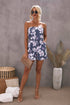 Floral Print Bandeau Romper With Pockets