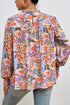Floral Print Bishop Sleeve Frilled Round Neck Blouse