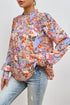 Floral Print Bishop Sleeve Frilled Round Neck Blouse