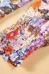 Floral Print Bishop Sleeve Frilled Round Neck Blouse