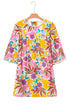 Floral Print Bohemian Lace Trim Tie Back Mini Dress
