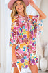 Floral Print Bohemian Lace Trim Tie Back Mini Dress
