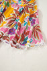 Floral Print Bohemian Lace Trim Tie Back Mini Dress