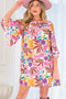 Floral Print Bohemian Lace Trim Tie Back Mini Dress