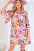 Floral Print Bohemian Lace Trim Tie Back Mini Dress