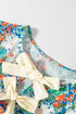 Floral Print Bow Applique Slit Sleeveless Peplum Blouse