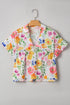Floral Print Boxy Fit Ruffle Sleeve V Neck Blouse