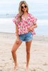 Floral Print Boxy Fit Ruffle Sleeve V Neck Blouse