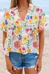 Floral Print Boxy Fit Ruffle Sleeve V Neck Blouse