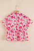 Floral Print Boxy Fit Ruffle Sleeve V Neck Blouse