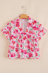 Floral Print Boxy Fit Ruffle Sleeve V Neck Blouse